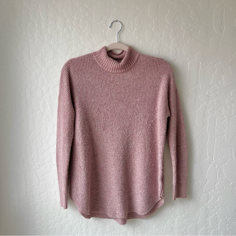 American Eagle Pink/Lilac Warm Knit Turtleneck Winter Sweater